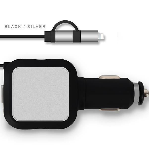 Chargeur de voiture rétractable deux-en-un Lighteme (4 couleurs)
