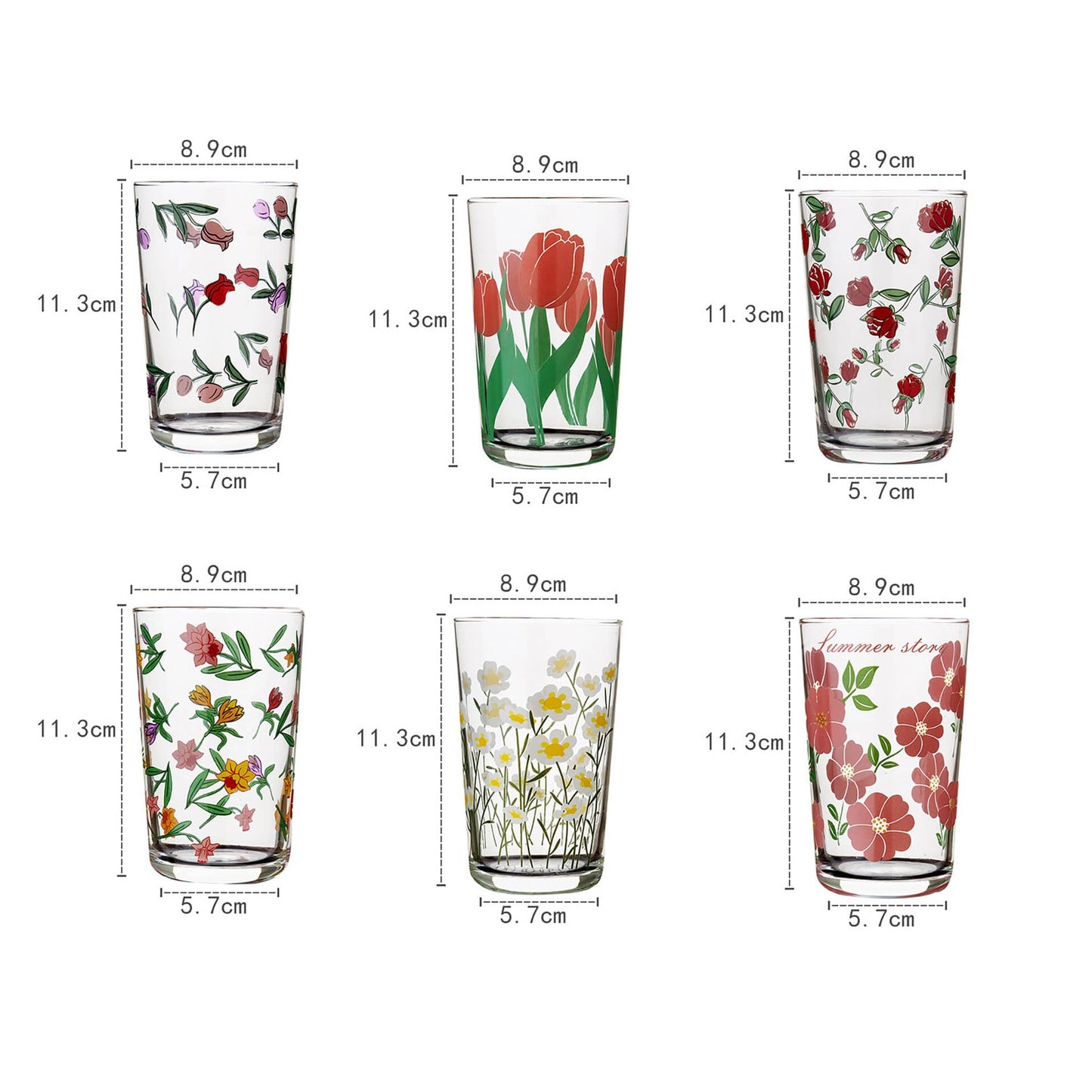 Lighteme Floral Print Glass Cup