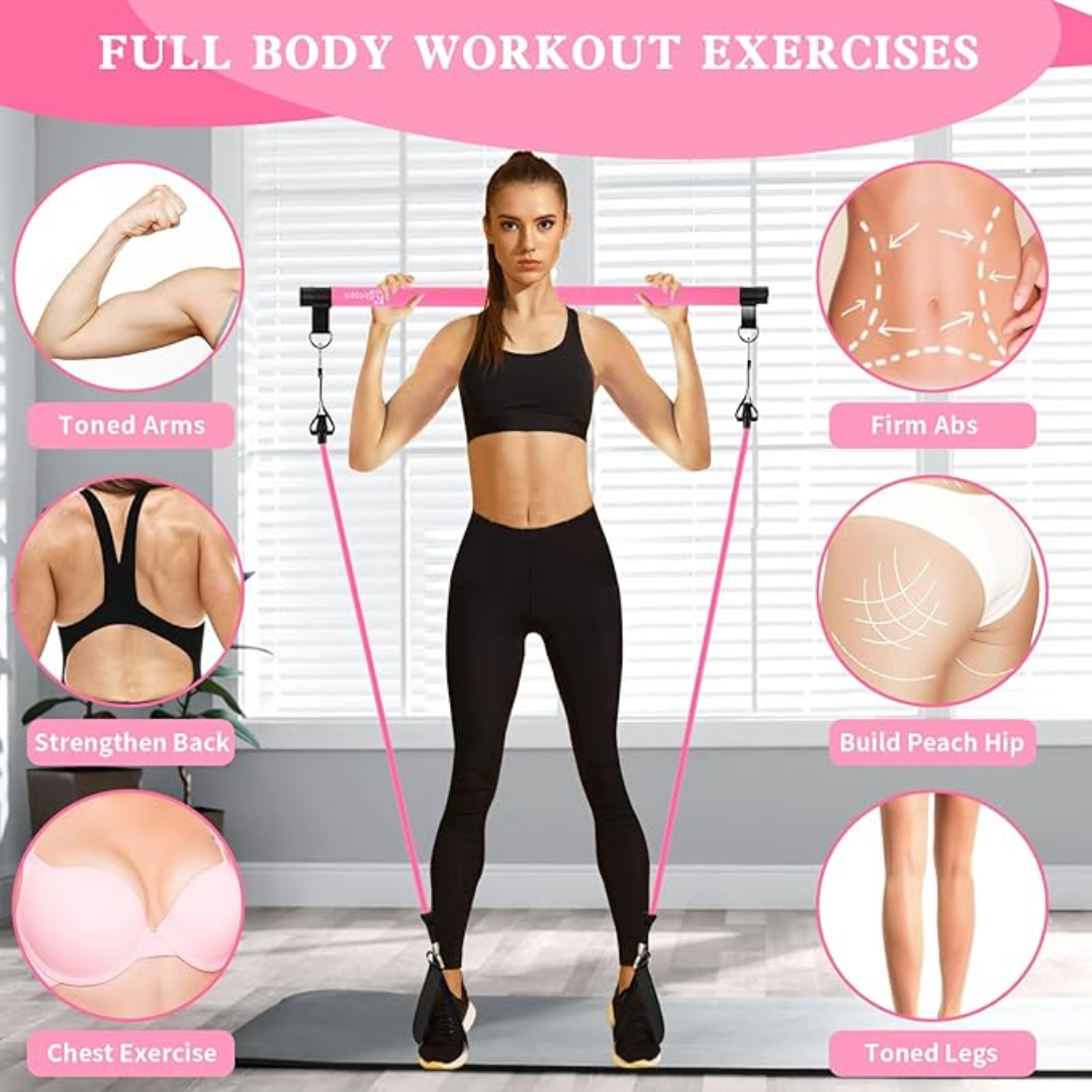 Lighteme Multi Functional Stretched Pilates Bar - Full Body Workout At Home
