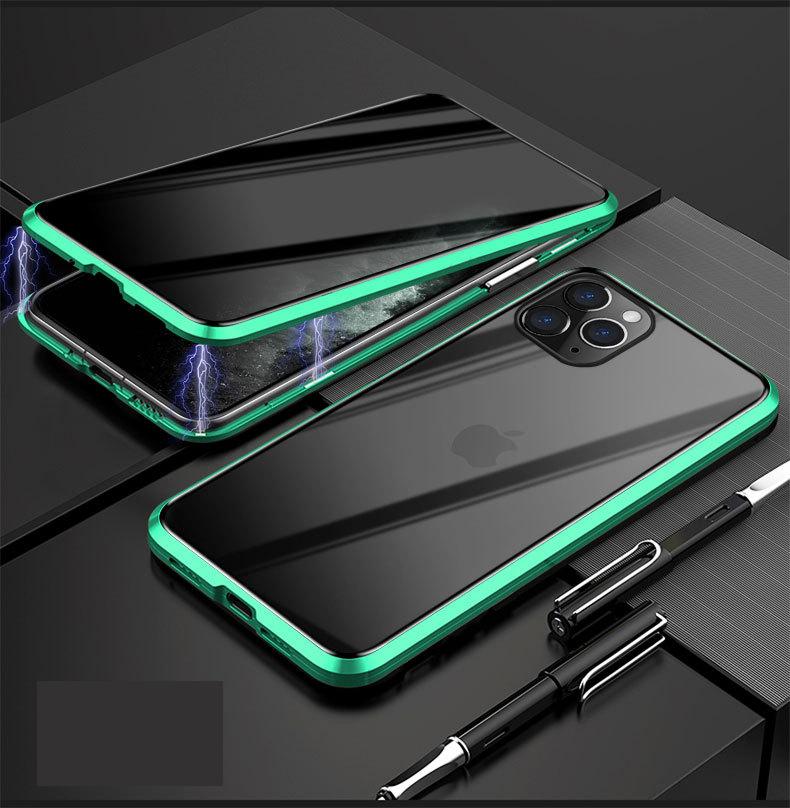 iHRtrade Anti-Peeping Privacy Magnetic Adsorption Two Side Tempered Glass Phone Case