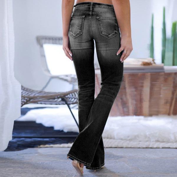 Jean bootcut extensible Lighteme années 70, coupe ajustée aux hanches, style urbain (3 couleurs et 8 tailles)