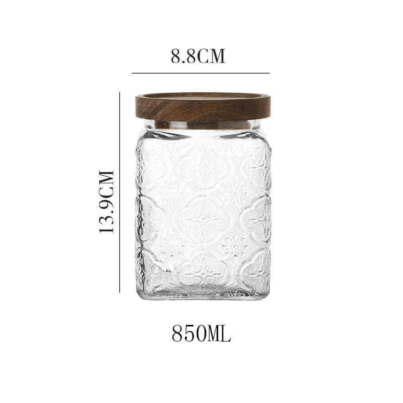 Lighteme Begonia Embossed Glass Storage Jar