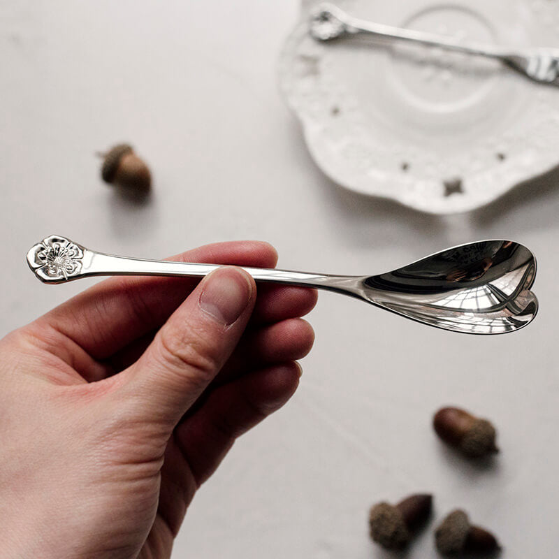 Lighteme Cherry Blossom Embossed Dessert Spoon & Fork