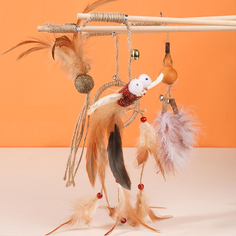 Lighteme Crude Wood Interactive Cat Tease Stick (6 Types)