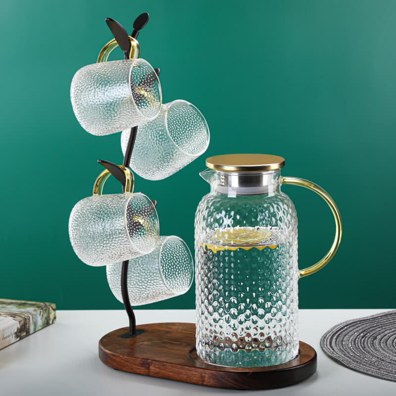 Lighteme Embossed Glass kettle Set