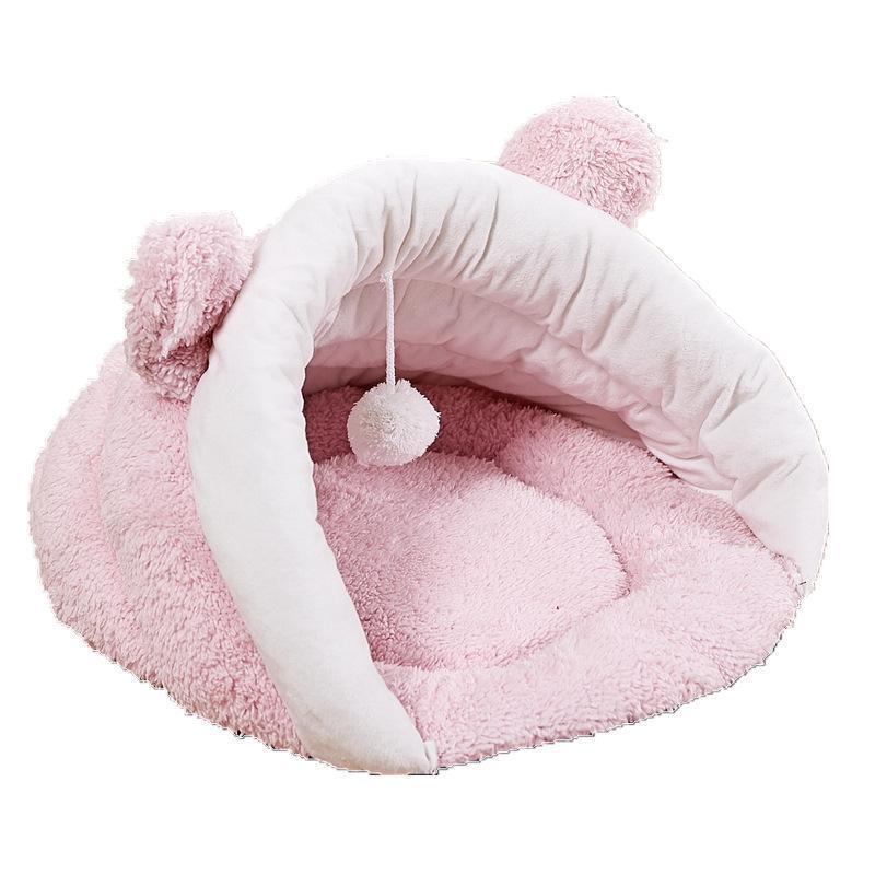 Lighteme Fluffy Pompom Slipper Shape Dog/Cat Bed (4 colors & 2 sizes)
