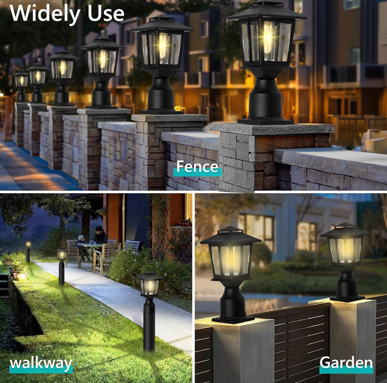 Lighteme 2 Pack Aluminum Solar Post/Fence Lights Outdoor, Wood 4X4 Solar Post Cap Lights