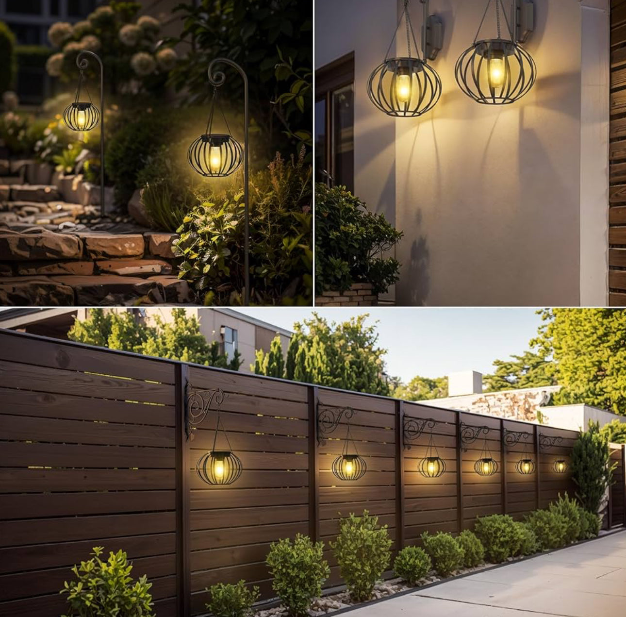 2 Pack Lighteme Solar Hanging Lanterns Outdoor Waterproof 15" Pumpkin Shape