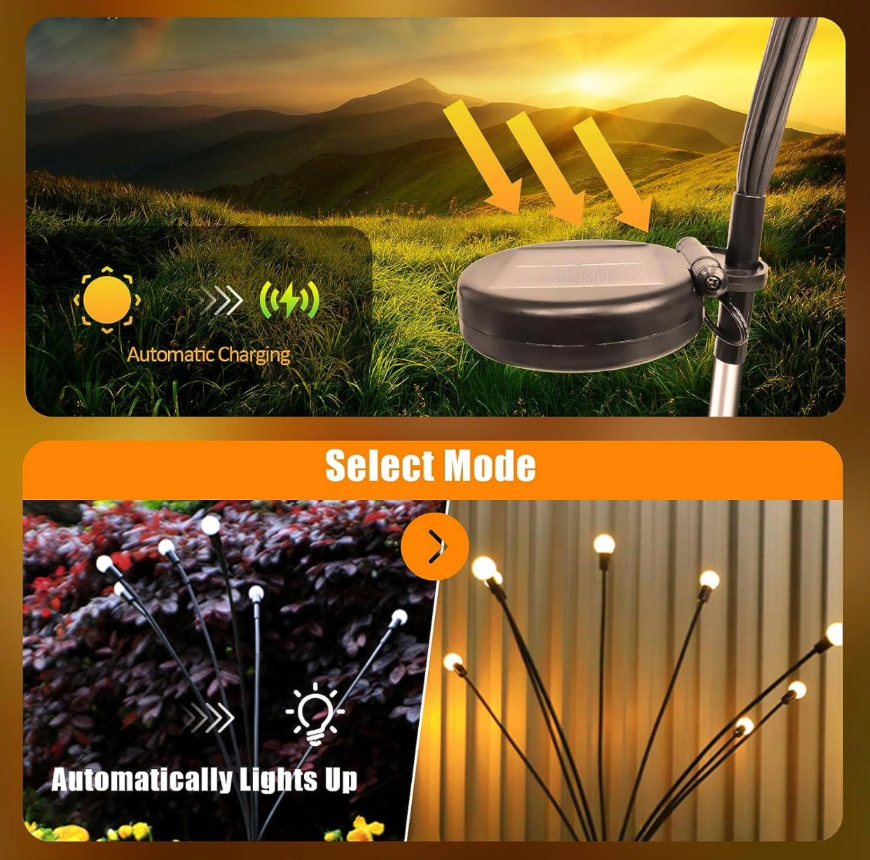 4 Pack - Lighteme Solar Powered Light FireFly Upgraded 8 LED-Warm White