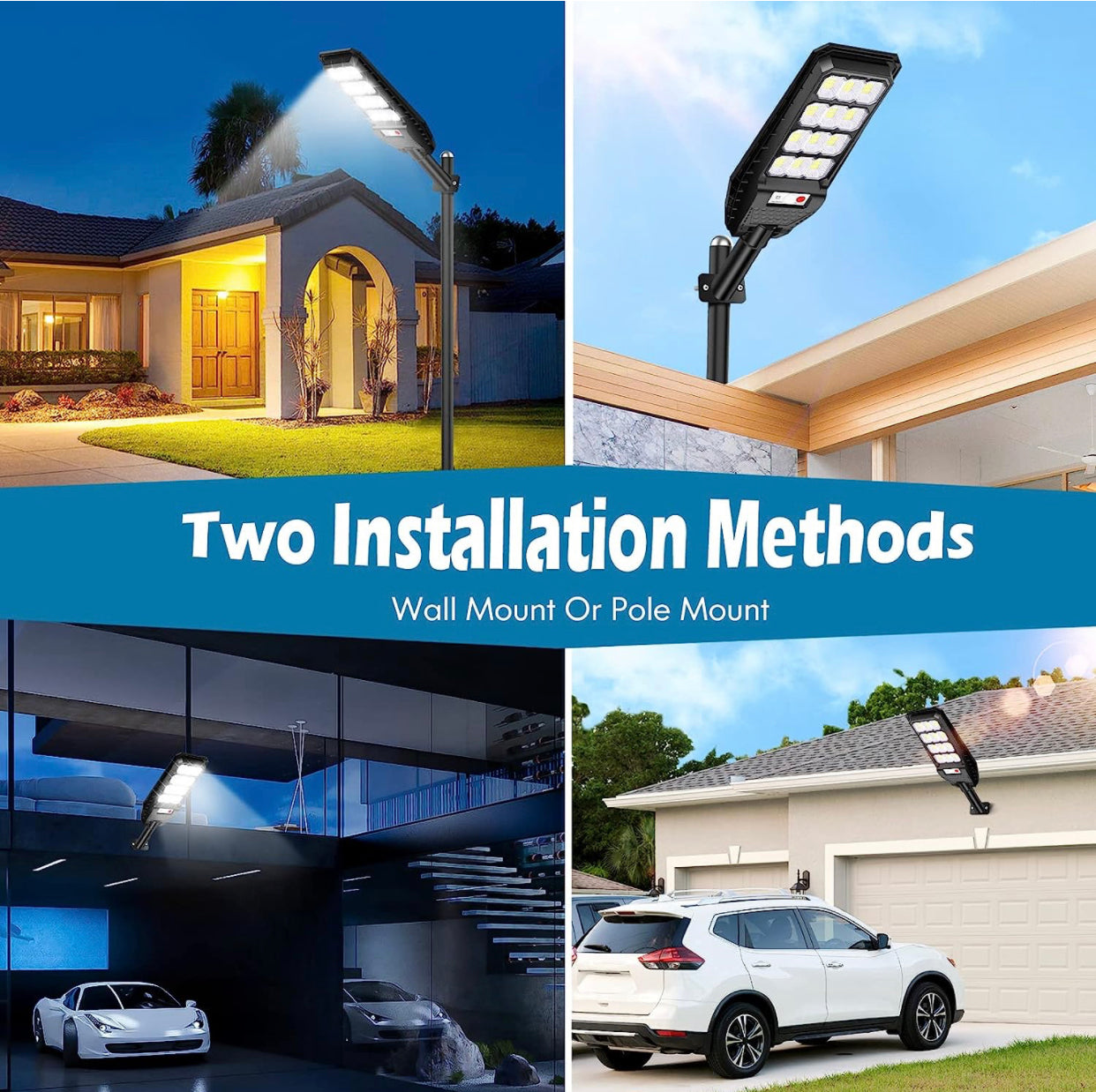 Lighteme 2-Pack Solar Street Lights Outdoor Waterproof,6000LM Dusk to Dawn,6500K Motion Sensor with Remote Control