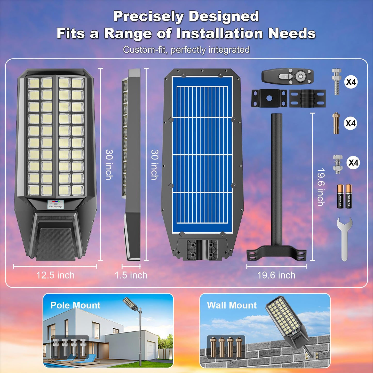 Lighteme 4000W Solar Street Light 7000K 800000LM Auto On/Off Dusk to Dawn IP67 Waterproof Motion Sensor