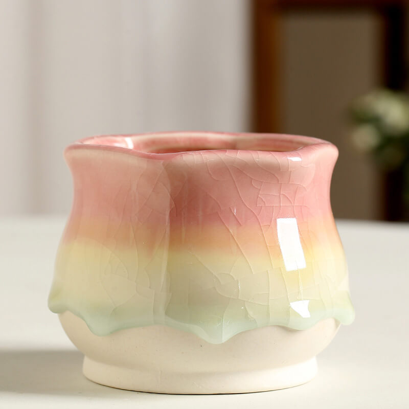 Lighteme Ice-Cracked Glazed Ceramic Vase