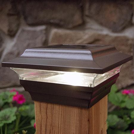 Lighteme Solar Fence Cap Lights - Bronze