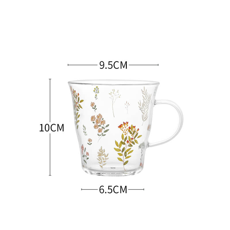 Lighteme Plant Floral Print Glass Cup