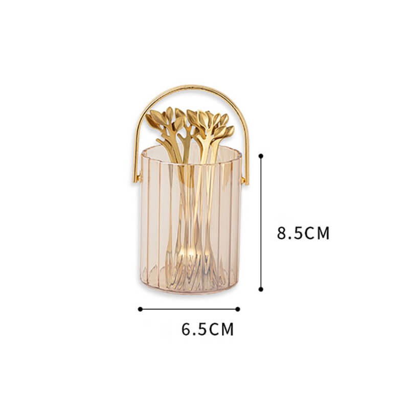 Lighteme Portable Glass Dessert Fork & Spoon Storage Jar