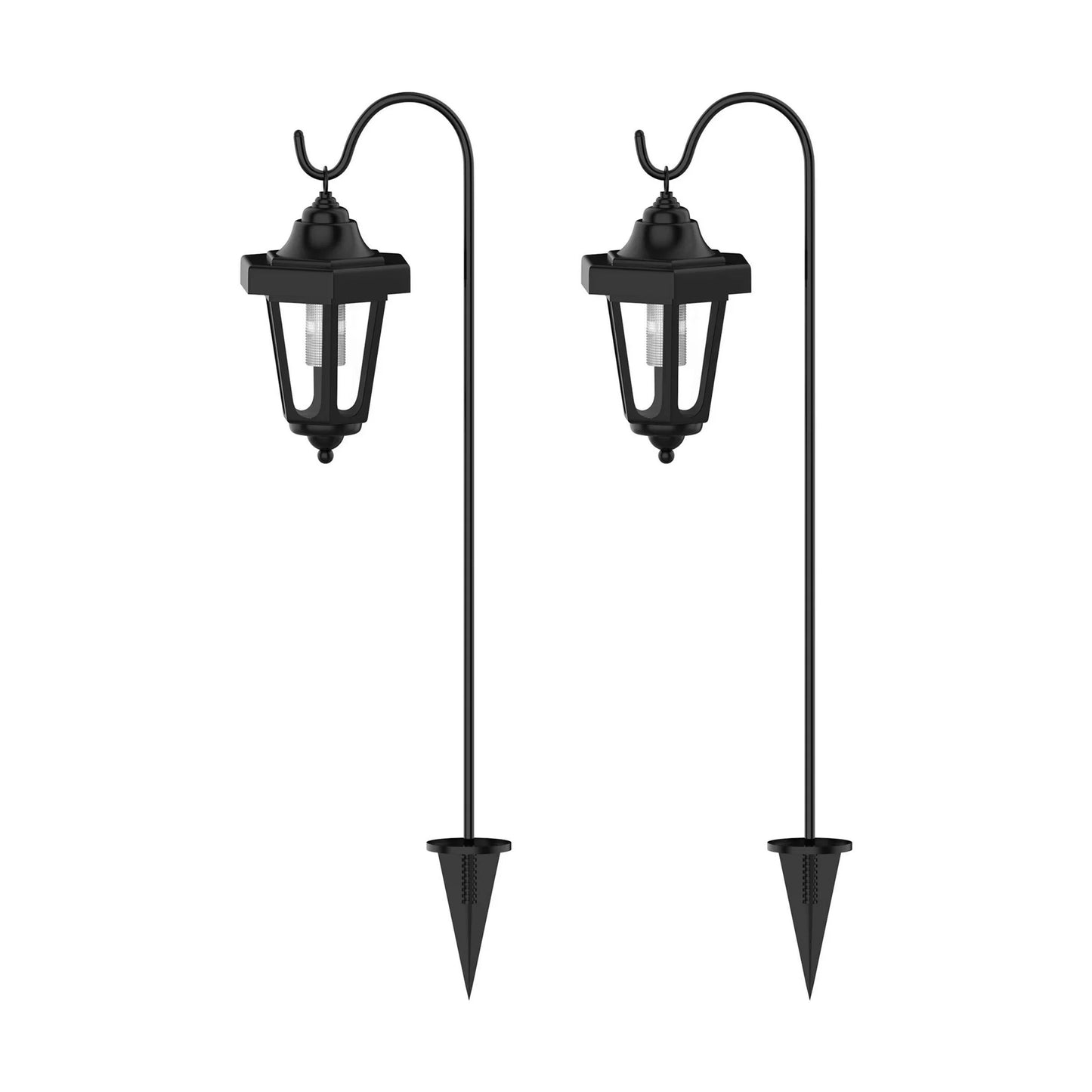 Lighteme Solar Hanging Lights Dual Use Shepherd Hook Lights Outdoor, 4 Pack