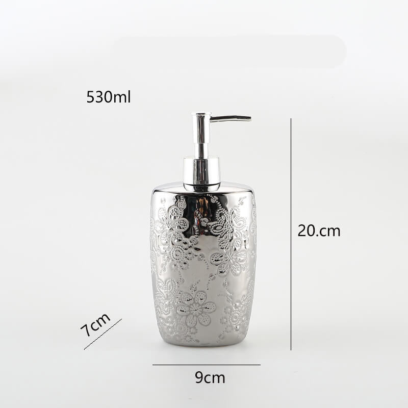 Distributeur de savon en céramique argentée gaufrée Lighteme