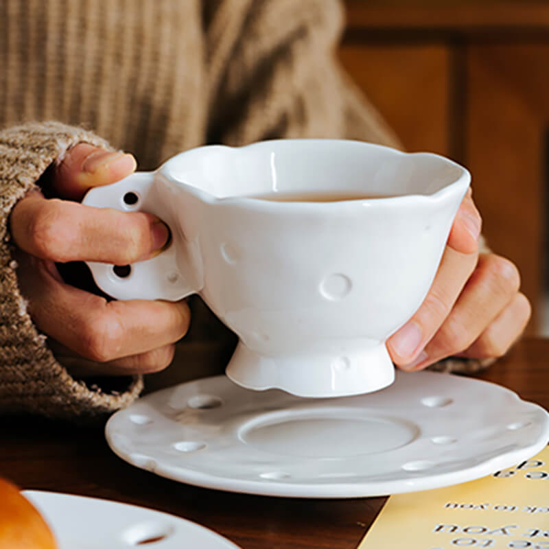 Lighteme Spring Hollow Ceramic Cups and Saucers