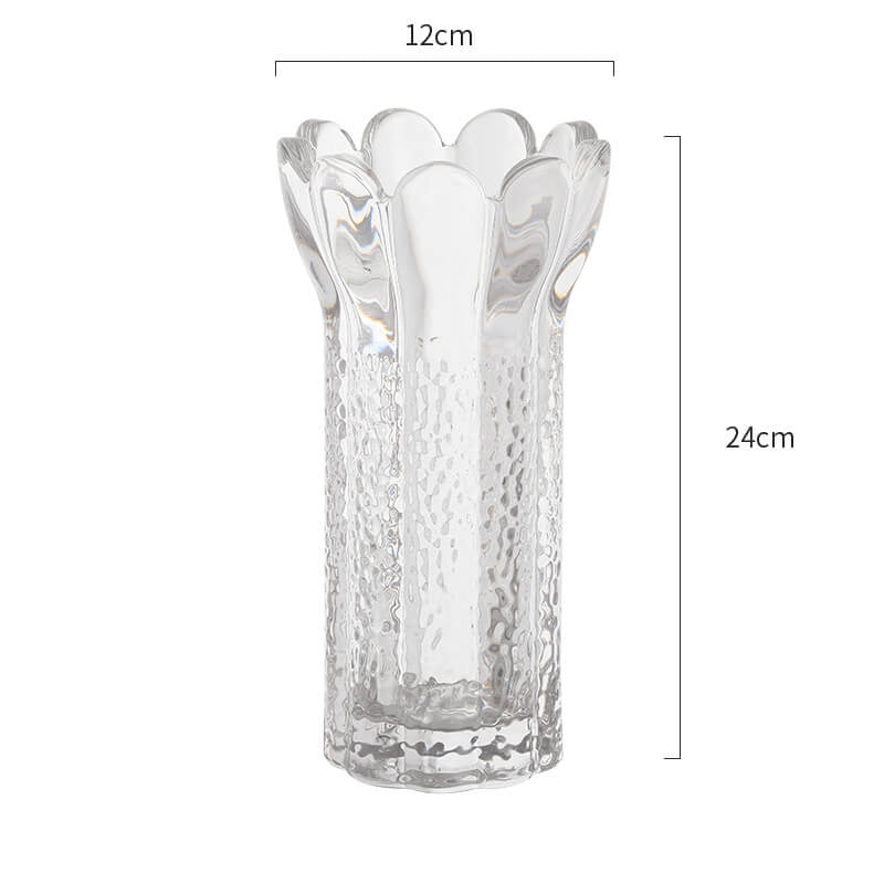 Lighteme Embossed Flower Shape Crystal Glass Vase