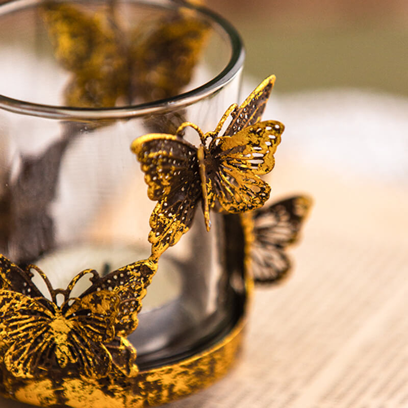 Bougeoir en verre papillon vintage Lighteme