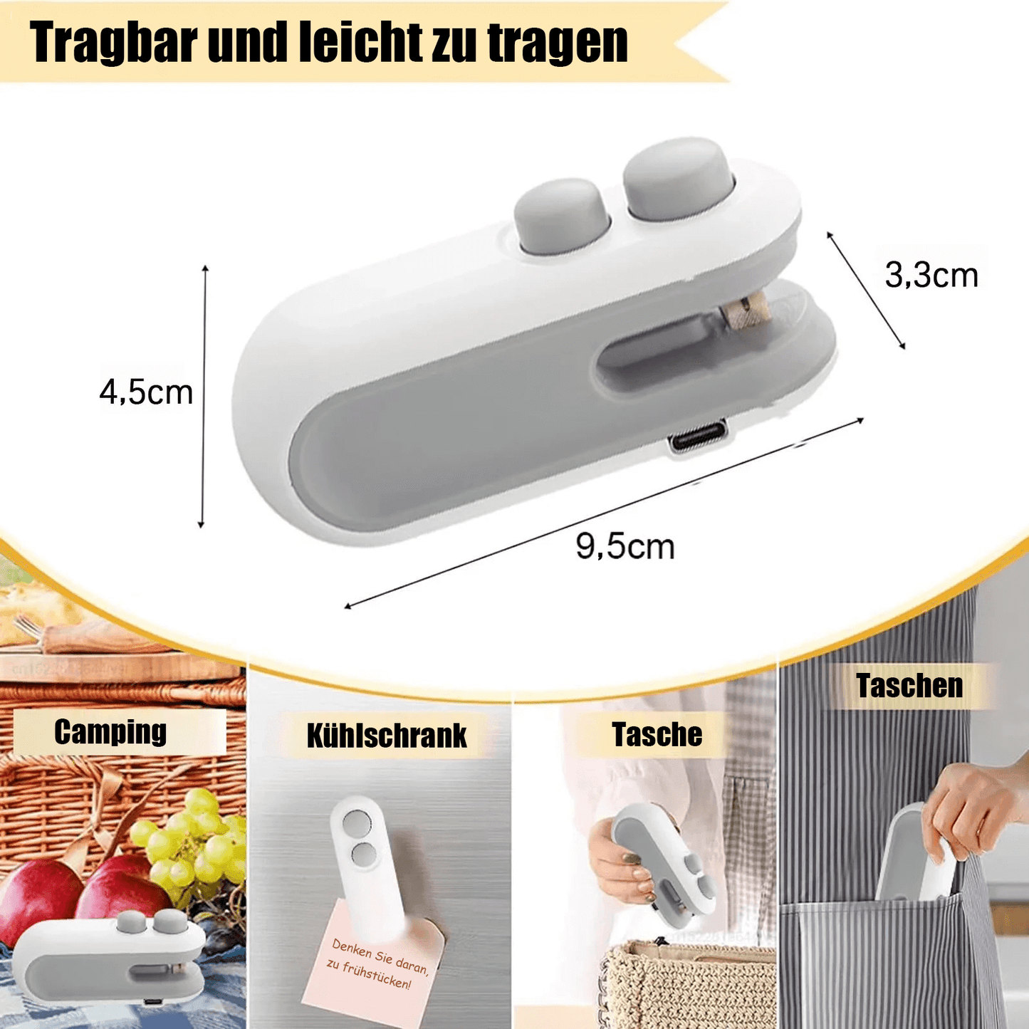 Lighteme Mini-Beutelverschließer, tragbares 2-in-1-Werkzeug