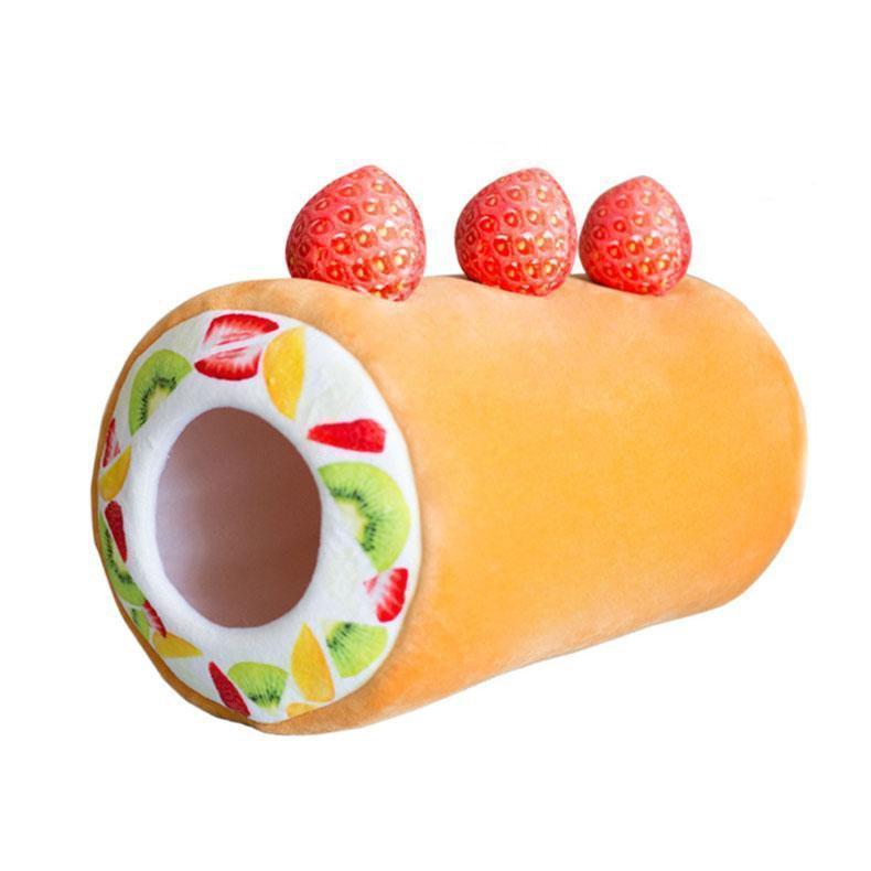Lit en peluche extra Lighteme pour chat en forme de rouleau de fruits