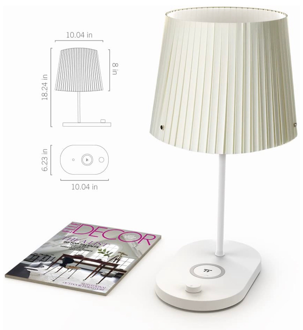 Lighteme LED Bedside Lamp with Fast Wireless Charger, 7.5W for iPhone And Android Table Lamp with USB Port(2-Pack)