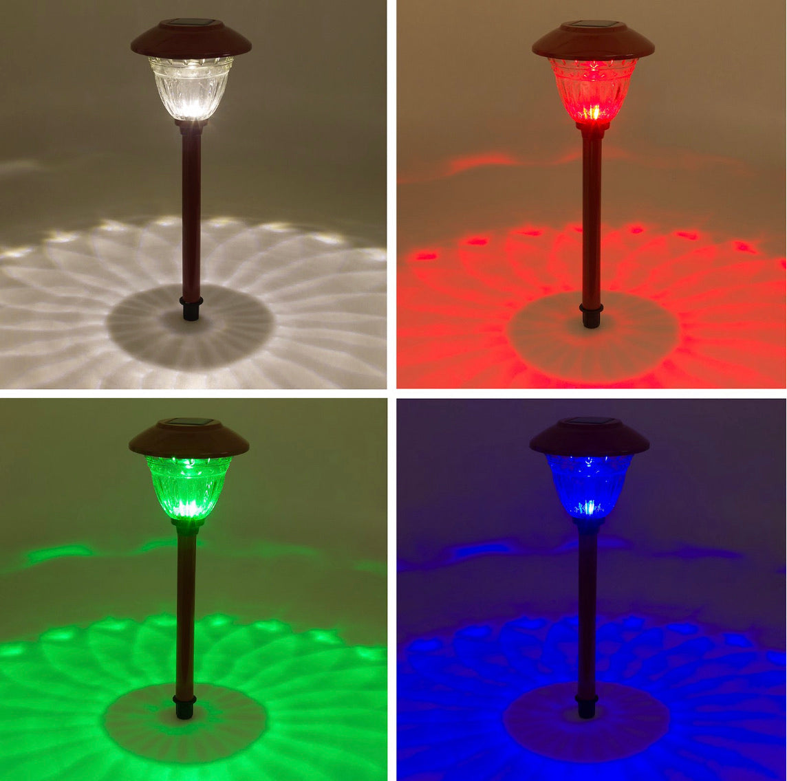 Lighteme 8 Pack Solar Pathway LED Lights Outdoor Color Changing -Stainless Steel