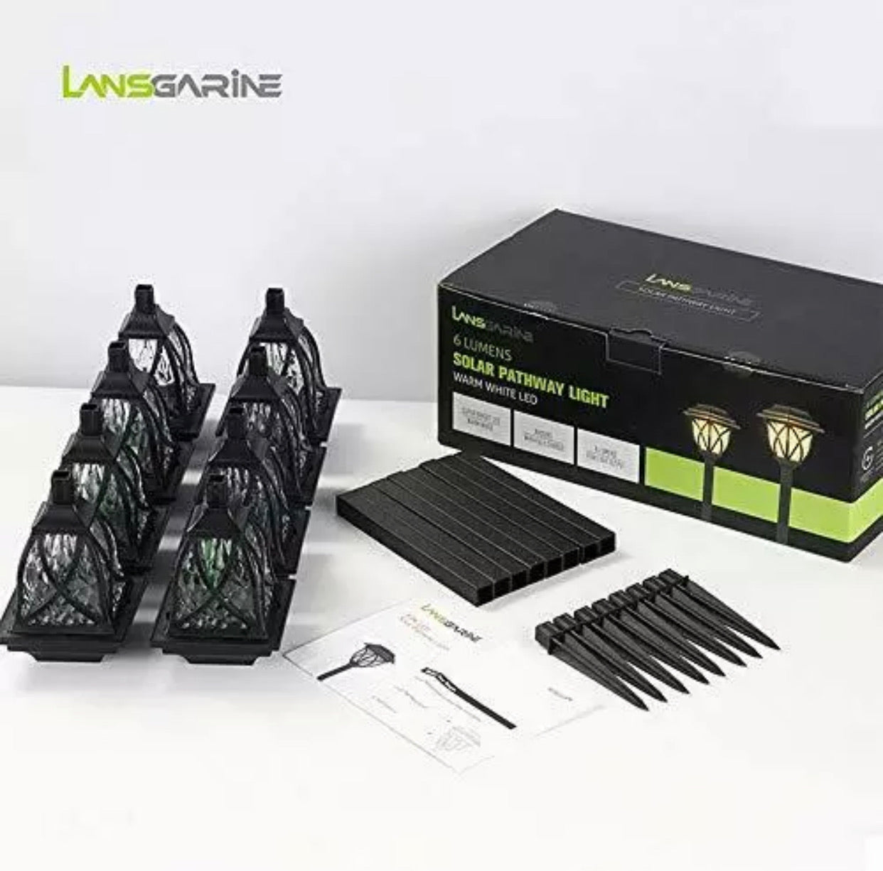 Lighteme 8 Pack Solar LED Lights,Large Rotating Outdoor Pathway Up To 10 Lumen