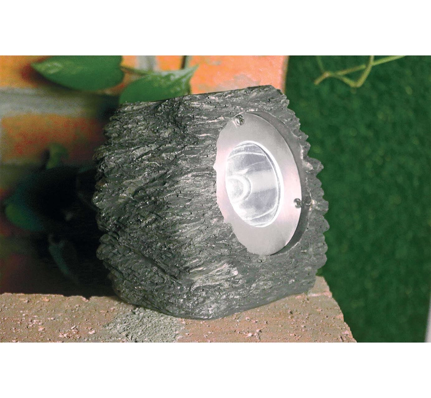 Lighteme Gray Solar Powered 10 Lumen LED Rock Spotlight 4 Pk