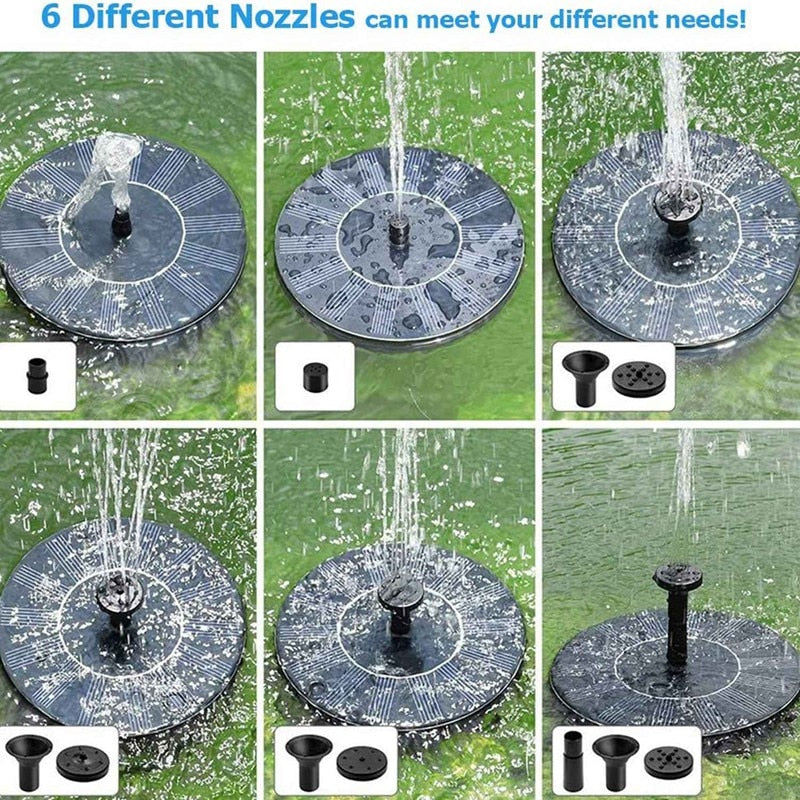 Lighteme Solar Fountain Pump 2.5W Circle Floating Solar Water Fountains Pump Built-in Battery Backup with 6 Nozzles