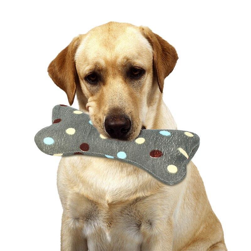 Lighteme Pet Dog Squeak Toy Cartoon Bone Shaped Plush Chew Toy (3 colors)