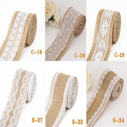Lighteme Natural Burlap Lace Craft Ribbon Roll (6 types)