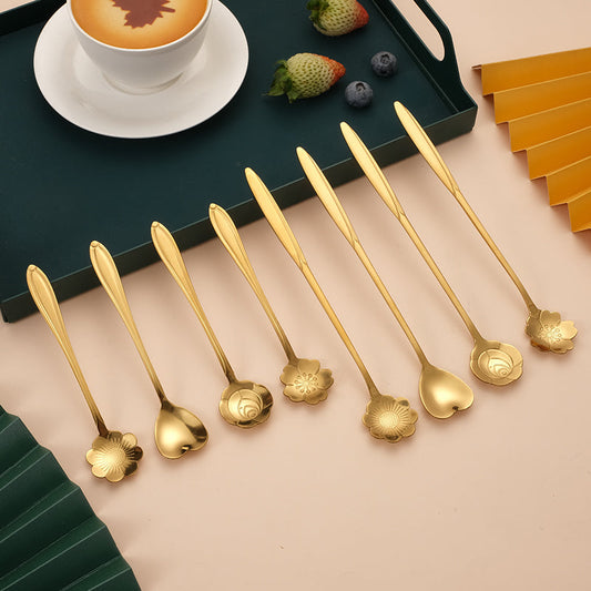 Ensemble de 8 cuillères à dessert Lighteme Golden Flower