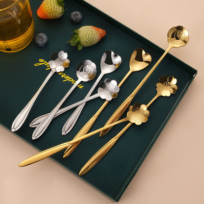 Lighteme Golden Flower Dessert Spoon 8pcs Set