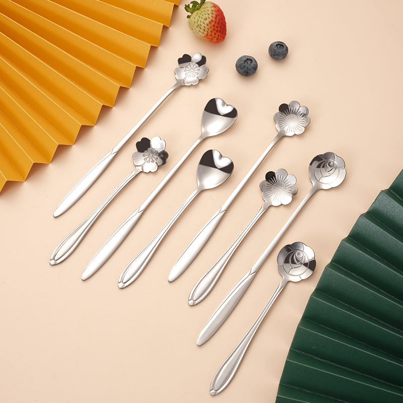 Lighteme Golden Flower Dessert Spoon 8pcs Set