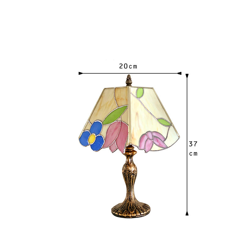 Lighteme Vintage-Tischlampe aus Buntglas