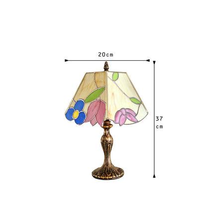 Lighteme Vintage-Tischlampe aus Buntglas