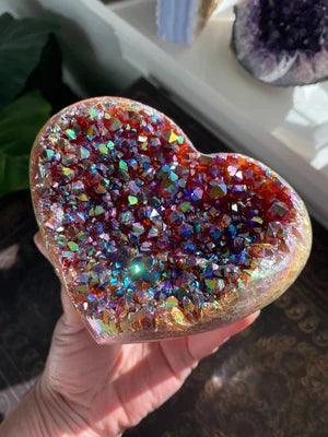 Lighteme Angel Aura Herzförmiger Regenbogen-Kristallcluster