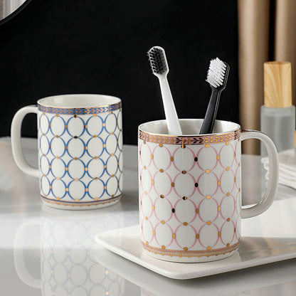 Lighteme Circle Print Gold Ceramic Bathroom Set
