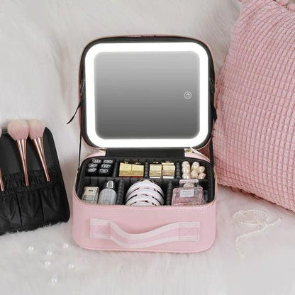 Lighteme Kosmetiktasche mit Spiegel und USB-Anschluss