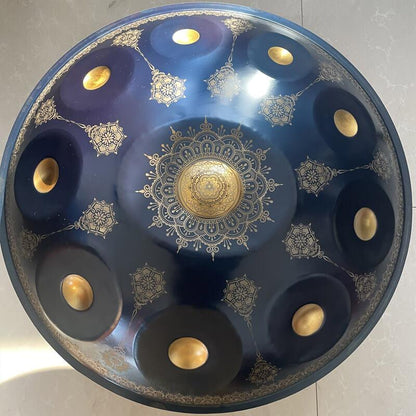 Royal Garden Handpan Drum personnalisé F3 22 pouces 10 notes en acier inoxydable/acier nitrure fait à la main à motif mandala