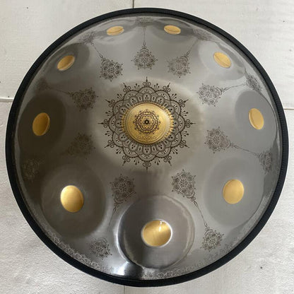 Royal Garden Handpan Drum personnalisé F3 22 pouces 10 notes en acier inoxydable/acier nitrure fait à la main à motif mandala