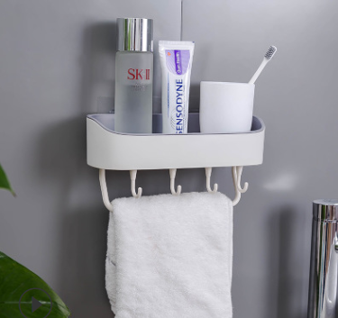 Lighteme Adhesive Bathroom Shelf Storage Organizer (4 colors & 2 types)