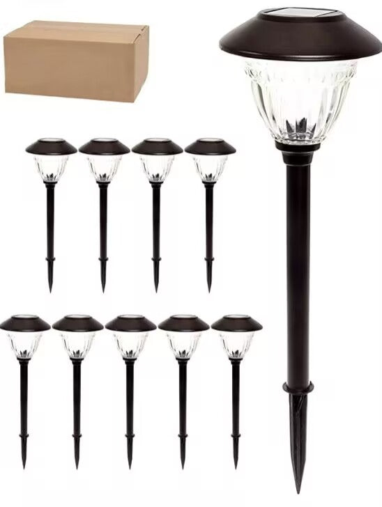 Lighteme 10 Pack Solar LED Pathway Lights Outdoor-Stainless Steel