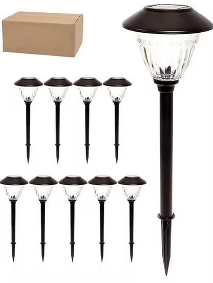 Lighteme 10 Pack Solar LED Pathway Lights Outdoor-Stainless Steel