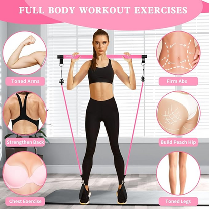 Lighteme Multi Functional Stretched Pilates Bar - Full Body Workout At Home