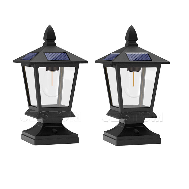 Lighteme Metal & Plastic Solar Post Lights 4X4 Outdoor, Waterproof Fence Post Lights 2 Pack