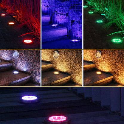 (6 Pack) Lighteme Colorize Solar Lights Color Change Stainless Steel Ring Lights In-Ground