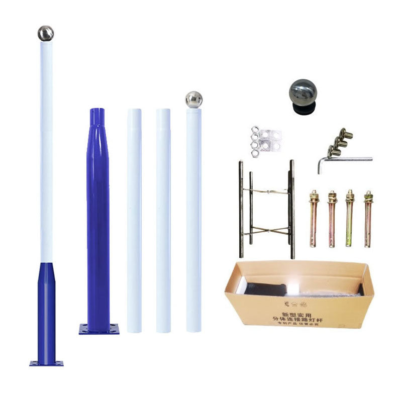 Lighteme 20Ft Commercial Grade Street/Parking/Flag Light Pole, Q235 Galvanized + Cage  1-Pack